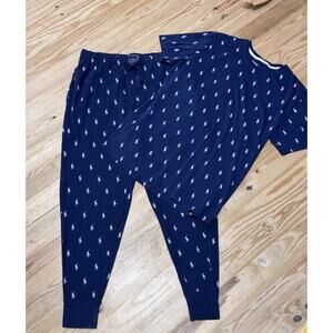 Polo Ralph Lauren Navy Blue Pony Print Pajama Set Men’s Size Large